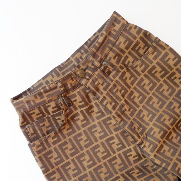 Authentic Preowned Vintage Fendi Brown Zucca Print Straight Leg Pants - S - Picture 1 of 9